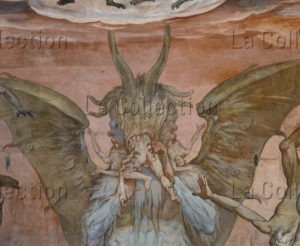 Florence. Eglise Sta Maria del Fiore. Coupole. Vasari, Giorgio. Le Jugement Dernier. Détail : l'enfer. 1572 1579. Peinture murale.