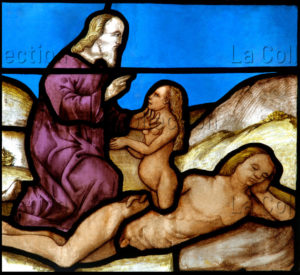 Renaissance. Auch. Cathédrale Ste Marie. Desmoles, Arnaud. La Création d'Eve. Entre 1507 et 1515. Vitrail.