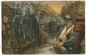 "Mattéo". Tome 1. Gibrat (ill. et récit). Des Soldats français observent le front après une attaque. Futuropolis, 2008, P. 34.