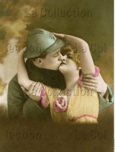 Première Guerre mondiale. Vie militaire. La déclaration d'amour. 1917. Photographie. Collection particulière.