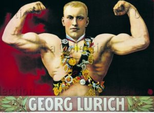 Estonie. Sport. Georg Lurich, lutteur estonien. 1899. Gravure. Essen, Deutsches Plakatmuseum.