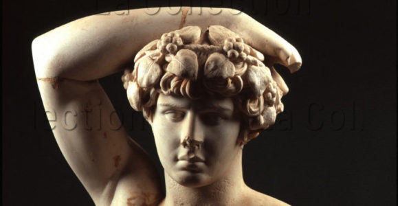 Art romain. Antinoüs. Détail : buste. IIe siècle. Sculpture. Tripoli (Libye). Musée.