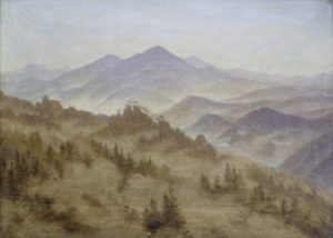 Friedrich, Caspar David. Paysage avec le massif du Rosenberg dans la Suisse de Bohême (Böhmische Schweiz, en Saxe). 1835. Peinture. Francfort/Main, Städel Museum.