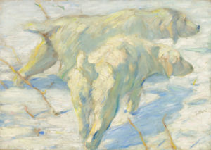 Marc, Franz. Chien de Sibérie dans la neige. 1909-1910. Peinture. Washington, National Gallery.