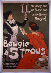 Misti. Ne coule pas, ne fume pas, la meilleure bougie - Bougie à 5 trous. 1898-1902. Imprimé. Marseille, CCIAMP.
