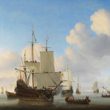 Van de Velde le Jeune, Willem. Navires hollandais dans une mer calme. 1665. Peinture. Amsterdam, Rijksmuseum.