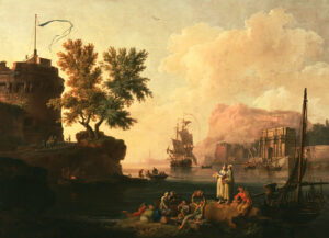 Volaire, Pierre-Jacques. Scène portuaire méditerranéenne. Vers 1763. Peinture. Los Angeles, J.P. Getty Museum.