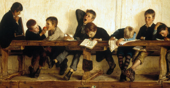 Igler, Gustav. Sur le banc des ânes. 1881. Peinture. Collection particulière.