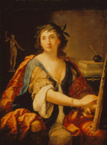 Sirani, Elisabetta. Allégorie de la peinture (Autoportrait). 1658. Peinture. Moscou. Musée Pouchkine.