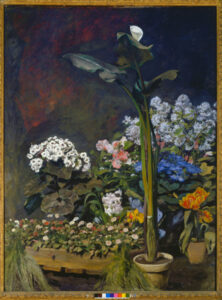 Renoir, Auguste. Nature morte avec des fleurs (Arum et plantes de serre). 1864. Peinture. Winterthur, Collection Oskar Reinhart.