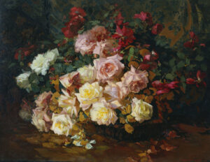 Bischoff, Franz Albert. Un bouquet de roses. 1915. Peinture. Collection particulière.