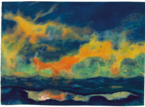 Nolde, Emil. Herbsthimmel am Meer (Ciel d'automne sur la mer). Vers 1940. Dessin. Collection particulière.